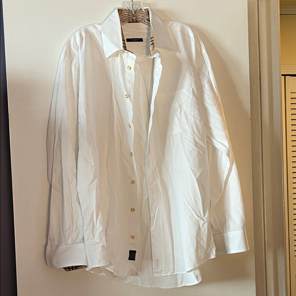 Burberry White Shirt with Iconic Check Collar